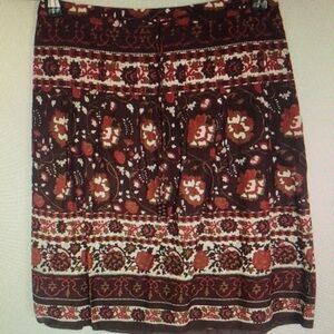 Women’s Floral Border A-Line Skirt - Brown & Rust